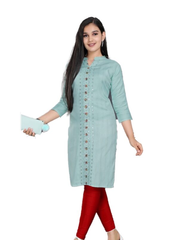 Kurti Set Long Embroidery - Gambar 3